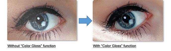 UJF-7151 plusII Color Gloss Function: Without “Color Gloss” function -> With “Color Gloss” function
