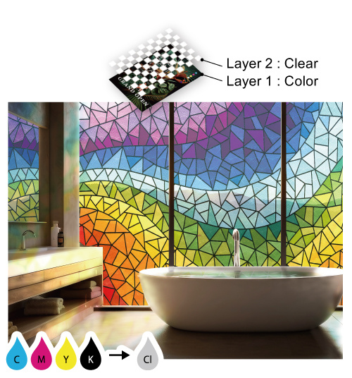 Premium interior décor combining full-color printing with clear textures.