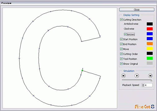 Cutting preview <New functions of FineCut7.2>