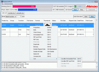 [Print & Cut operation window]