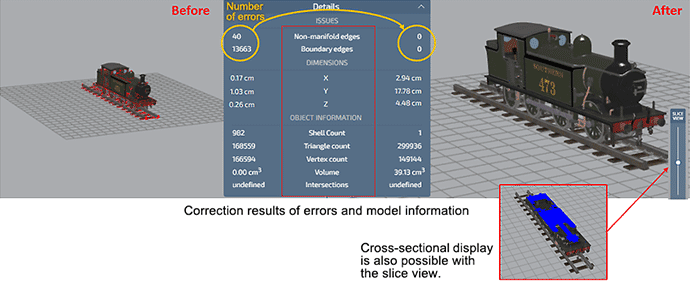 Easy-to-understand confirmation screen: Mimaki 3D Print prep Pro