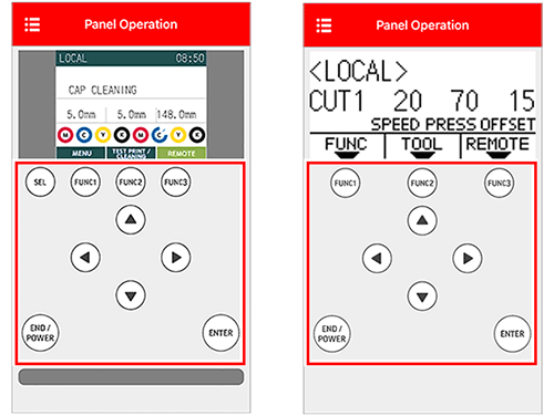 Panel operation screen: Mimaki Remote Access