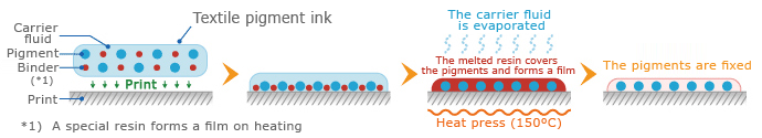 Mechanism of textile pigment ink fixation