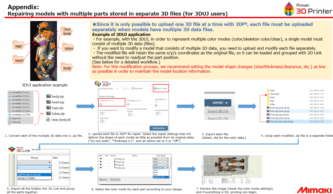 Repairing models with multiple parts stored in separate 3D files (for 3DUJ users)