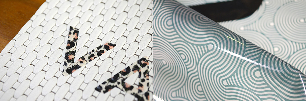 Print administered on uneven materials (left) and enamel materials.